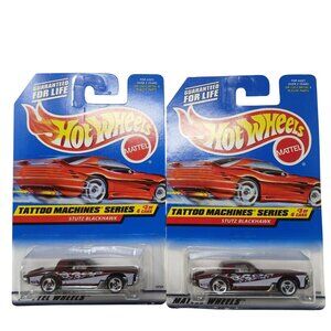 Hot Wheels Tattoo Machines Stutz Blackhawk Red Card Cars Collector #687 New #D41